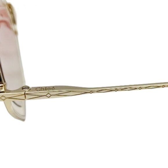 NEW Chloé Eyewear Tally seashell-frame sunglasses Gold/pink Shaded - Picture 6 of 11